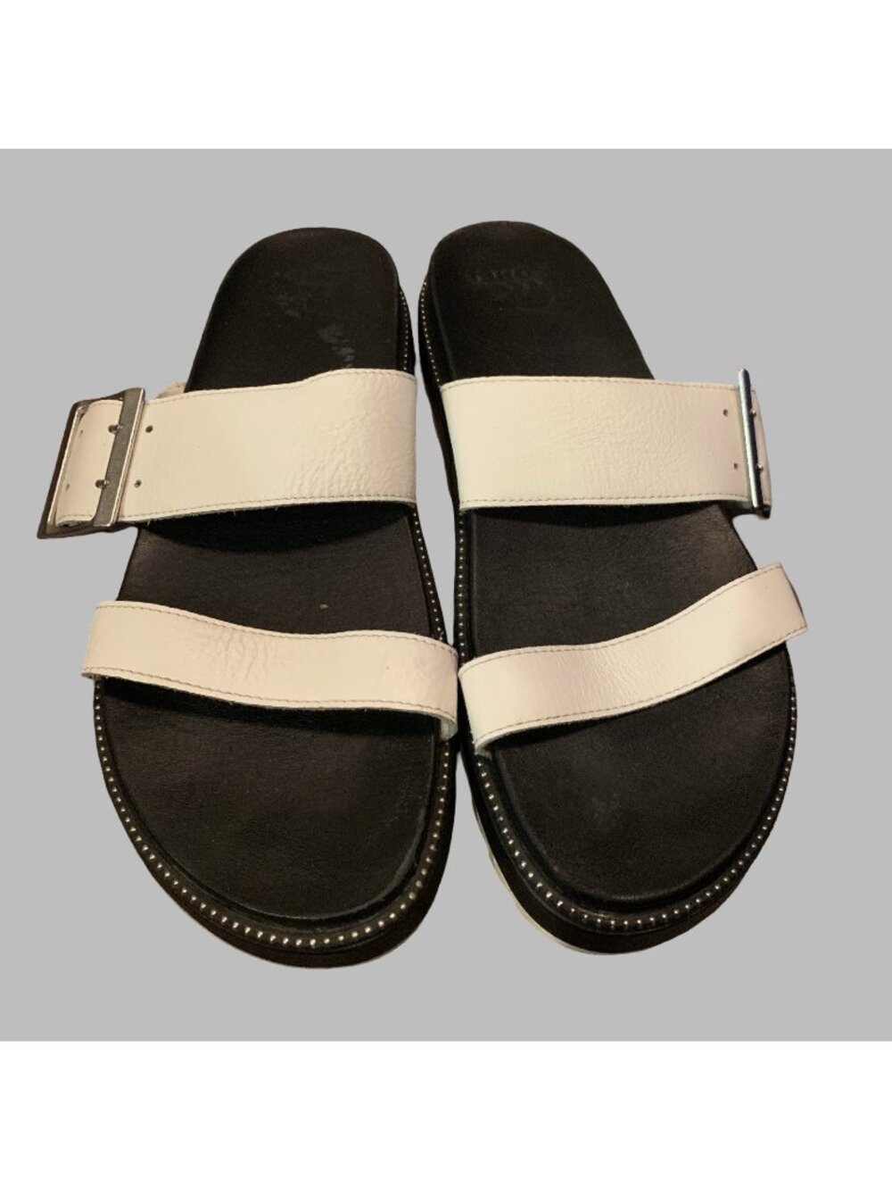 Sorel Roaming Buckle Slide Sandals Women's 10 Black And White Comfort Summer - Picture 1 of 7